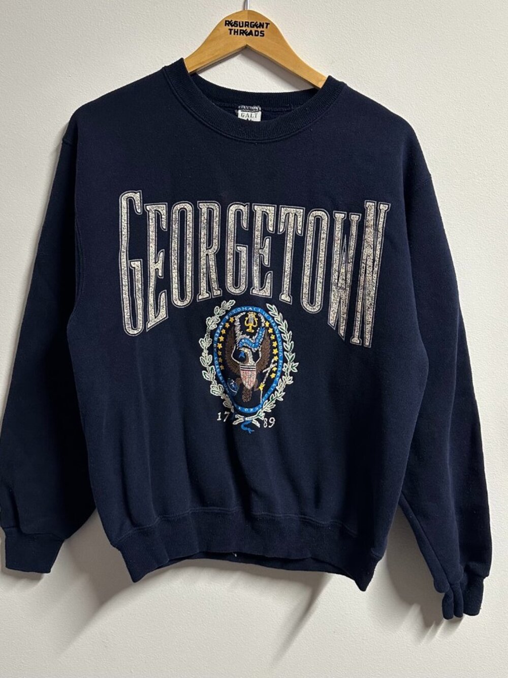 Vintage Georgetown University Crewneck Sweatshirt Blue Medium